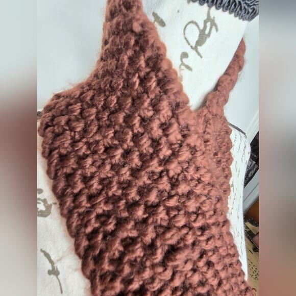 NWT Fossil Chunky Brown Knit Berkeley Scarf with Large Button - Picture 4 of 5